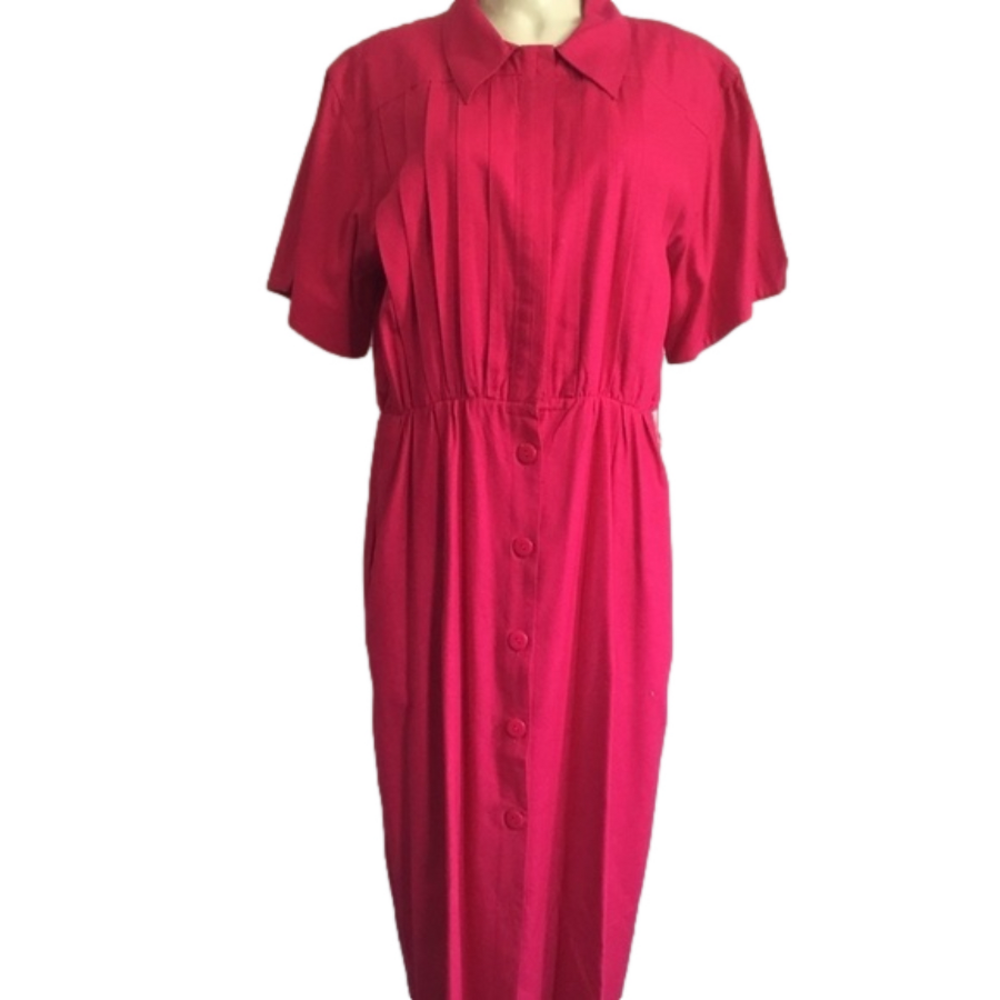 Raoul VTG 100%raw silk magenta color dress Sz 14